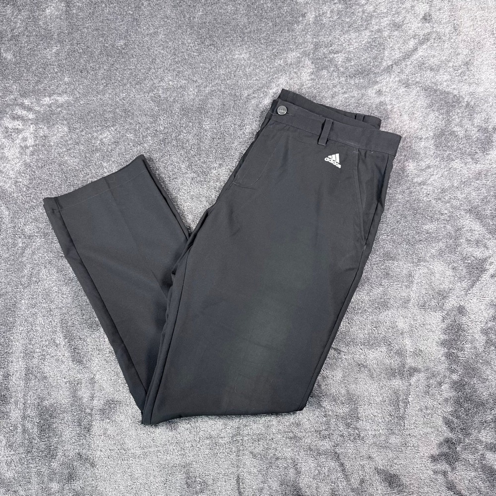Adidas Golf Pants Mens 34x32 Black Performance Flat Front Trousers